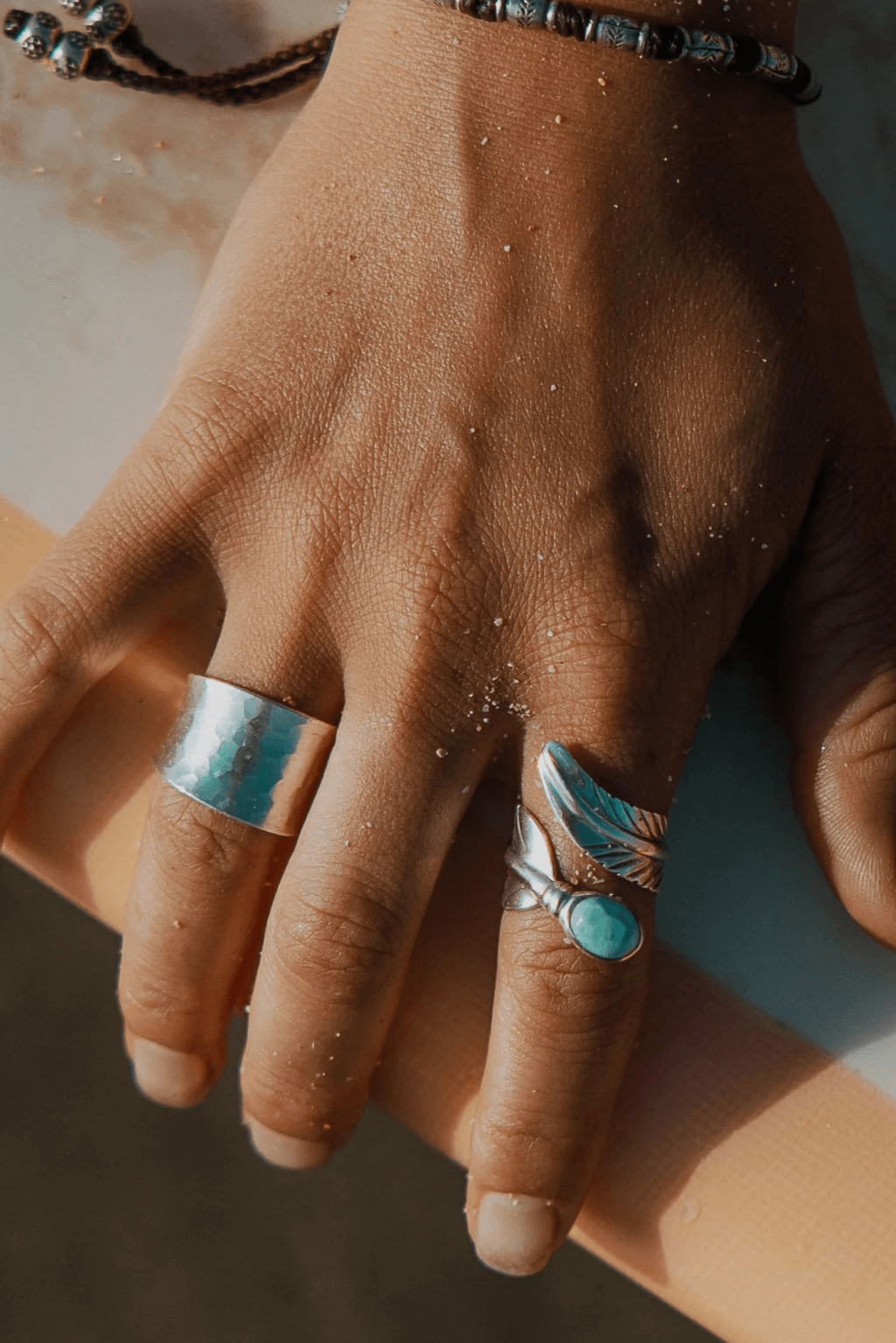 Larimar Feather Wrap Ring