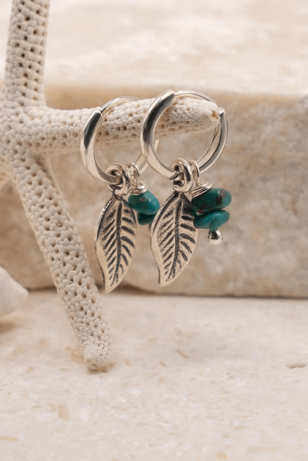 Turquoise Leaf Huggies
