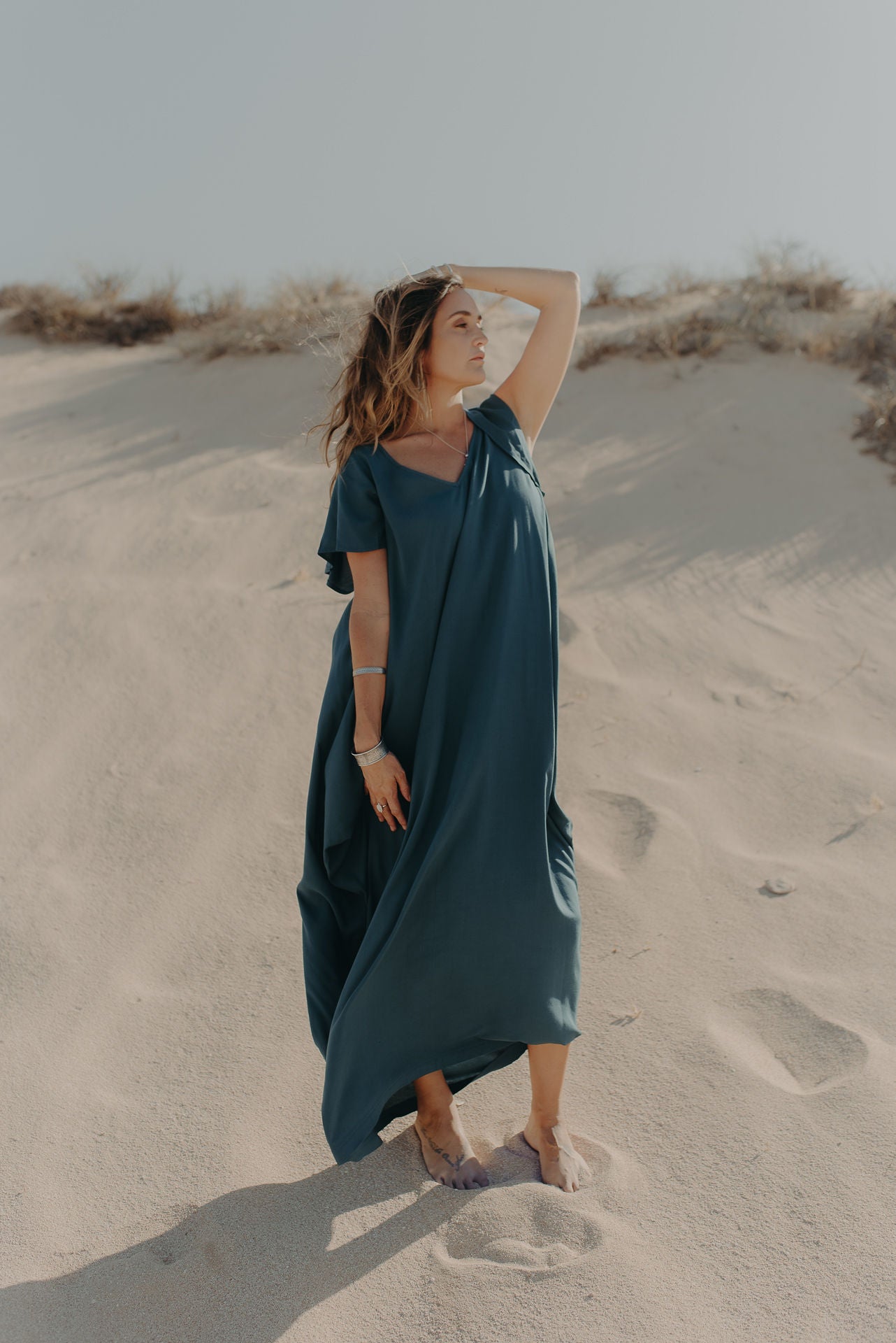 Maxi Wingdress Sleeved - teal