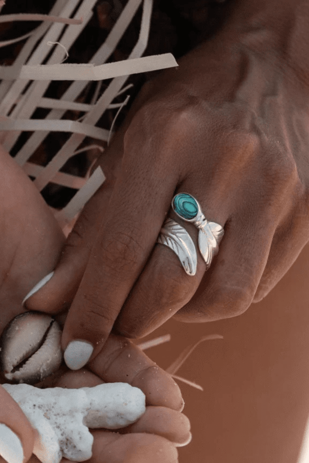 Paua Feather Wrap Ring