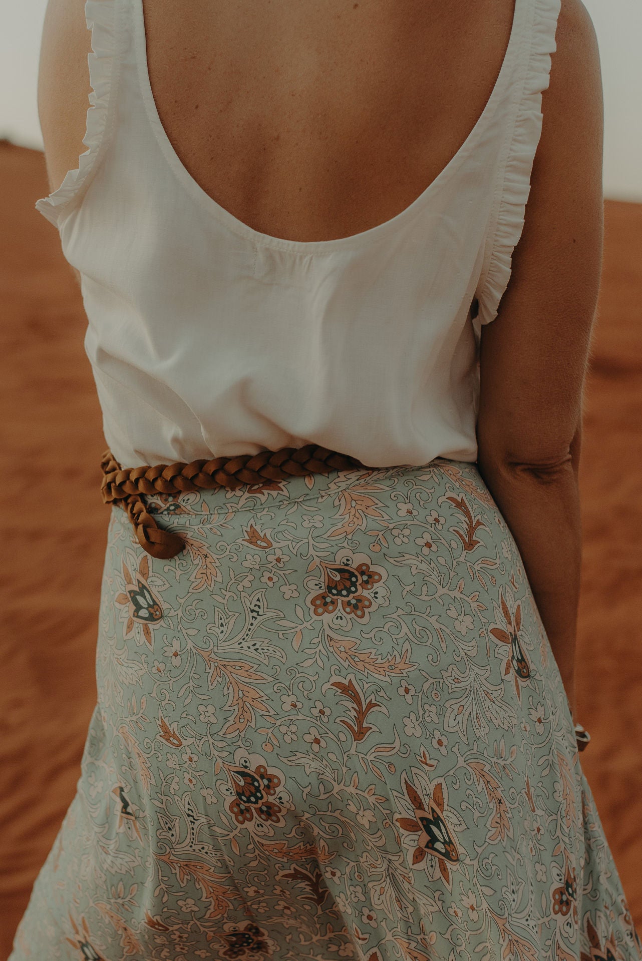 Leather Plaited Belt- tan