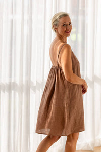 Linen Slip Dress - Clay