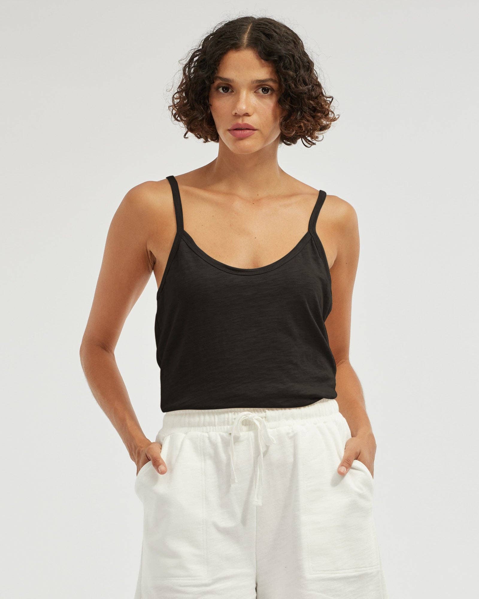Lise Raw Hem Singlet - Black