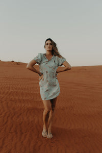 Sienna Peasant Tunic - soft turquoise