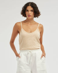 Lise Raw Hem Singlet - Hummus