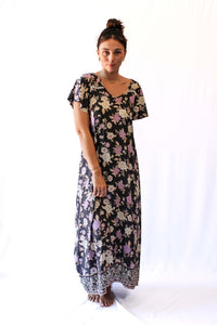 Maxi Wingdress Sleeved - charcoal