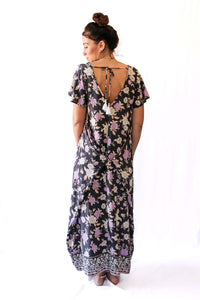 Maxi Wingdress Sleeved - charcoal