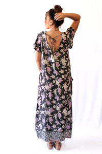 Maxi Wingdress Sleeved - charcoal