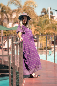 Maxi Wingdress Sleeved - eggplant