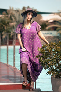 Maxi Wingdress Sleeved - eggplant