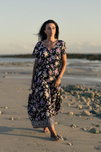 Maxi Wingdress Sleeved - charcoal