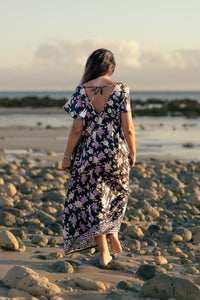 Maxi Wingdress Sleeved - charcoal