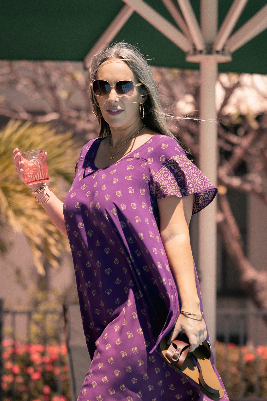 Midi Wingdress Sleeved - eggplant