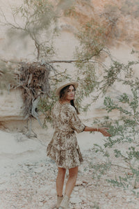Sienna Mini Peasant Dress - jungle