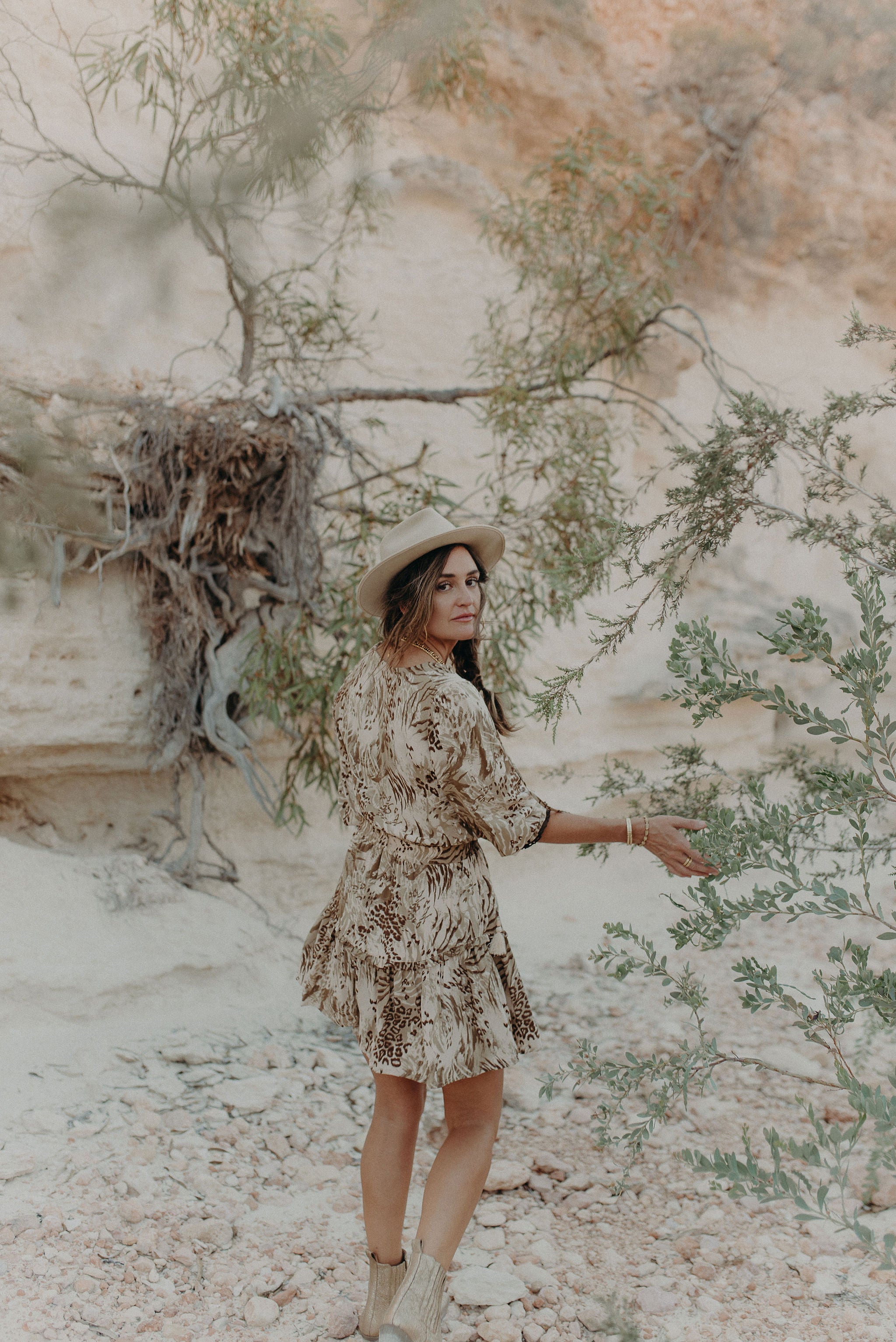 Sienna Mini Peasant Dress - jungle