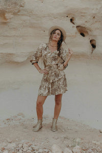 Sienna Mini Peasant Dress - jungle