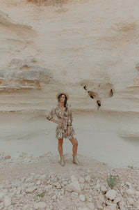 Sienna Mini Peasant Dress - jungle