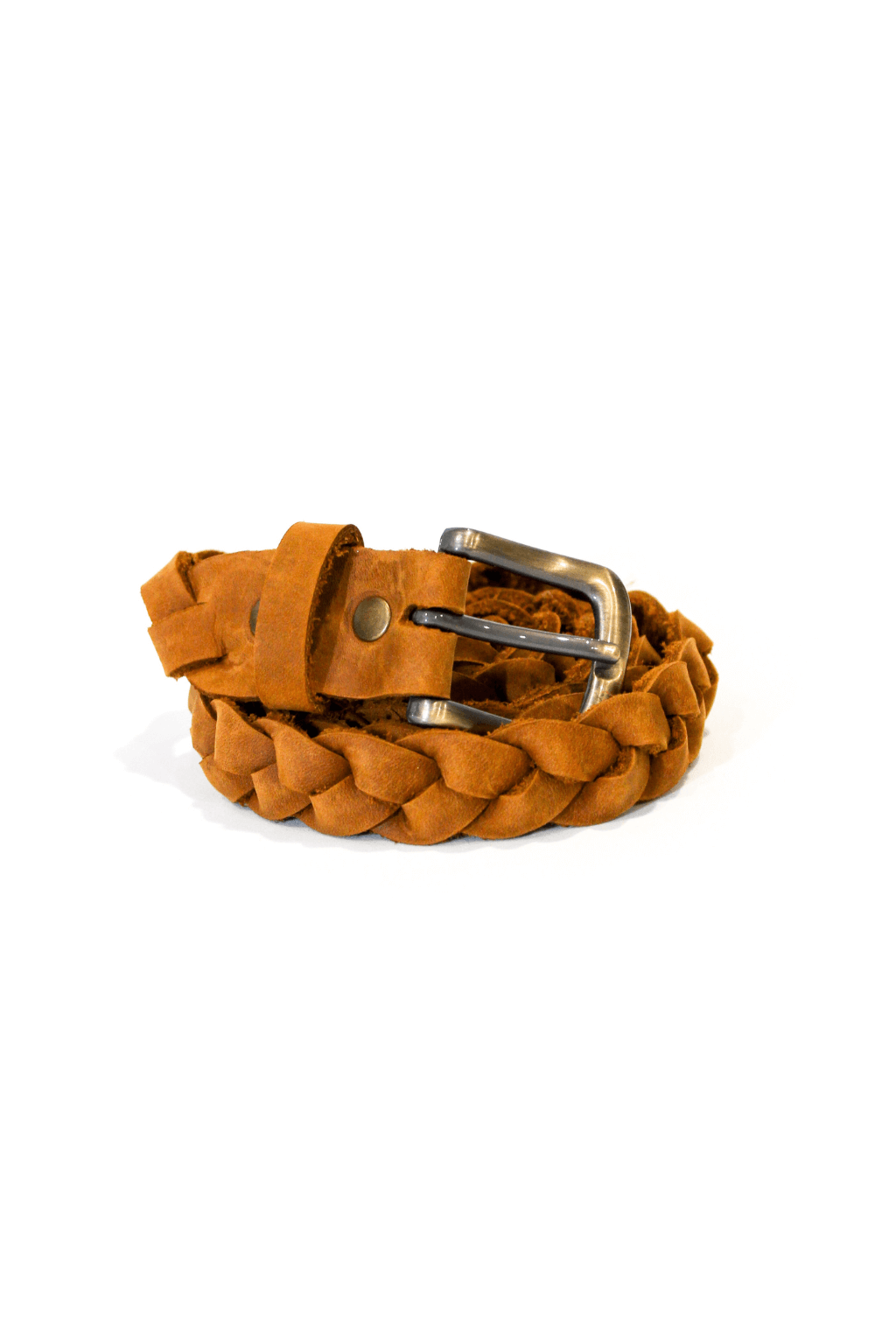 Leather Plaited Belt- tan