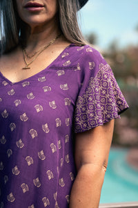 Midi Wingdress Sleeved - eggplant
