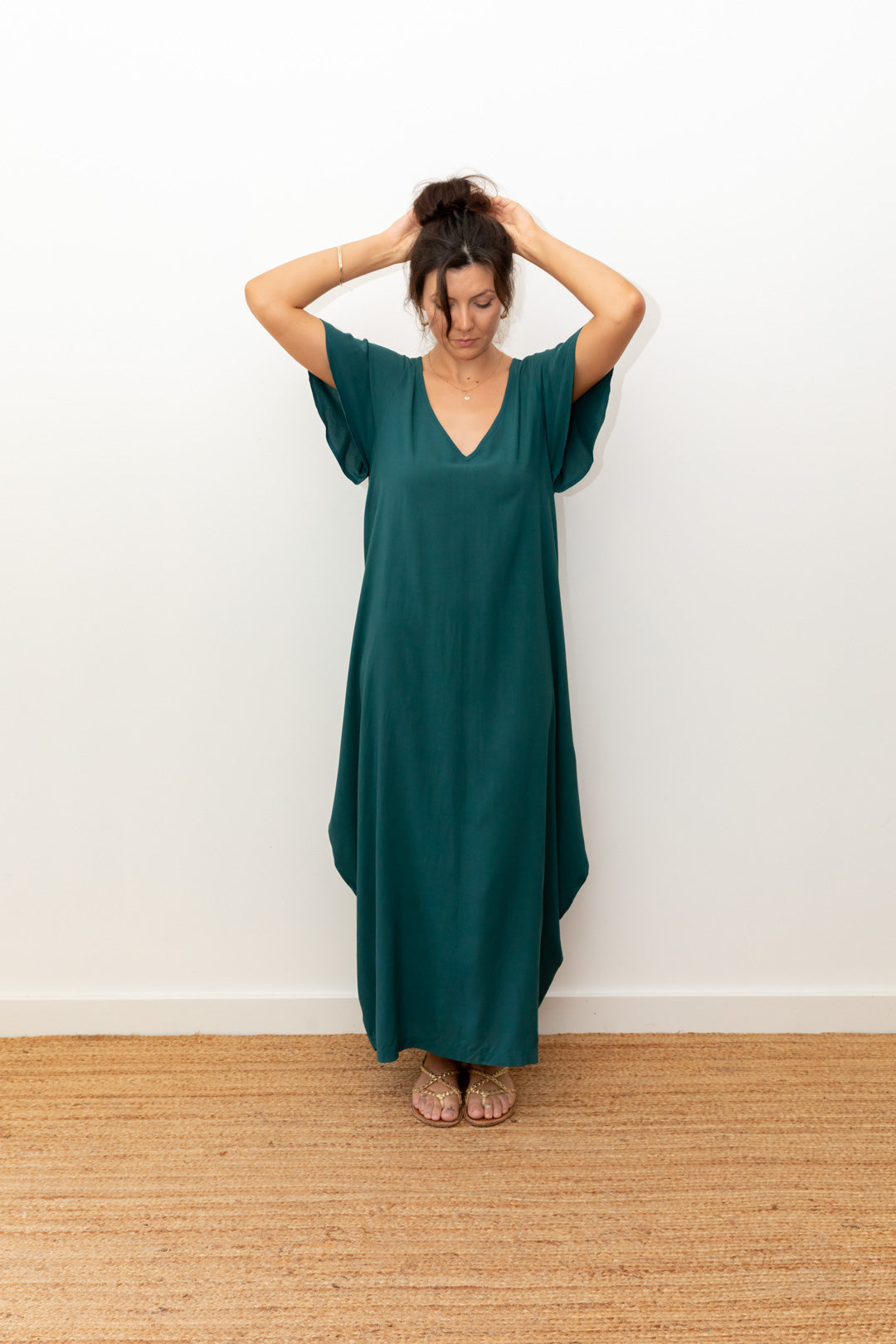 Maxi Wingdress Sleeved - teal