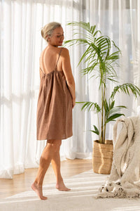 Linen Slip Dress - Clay