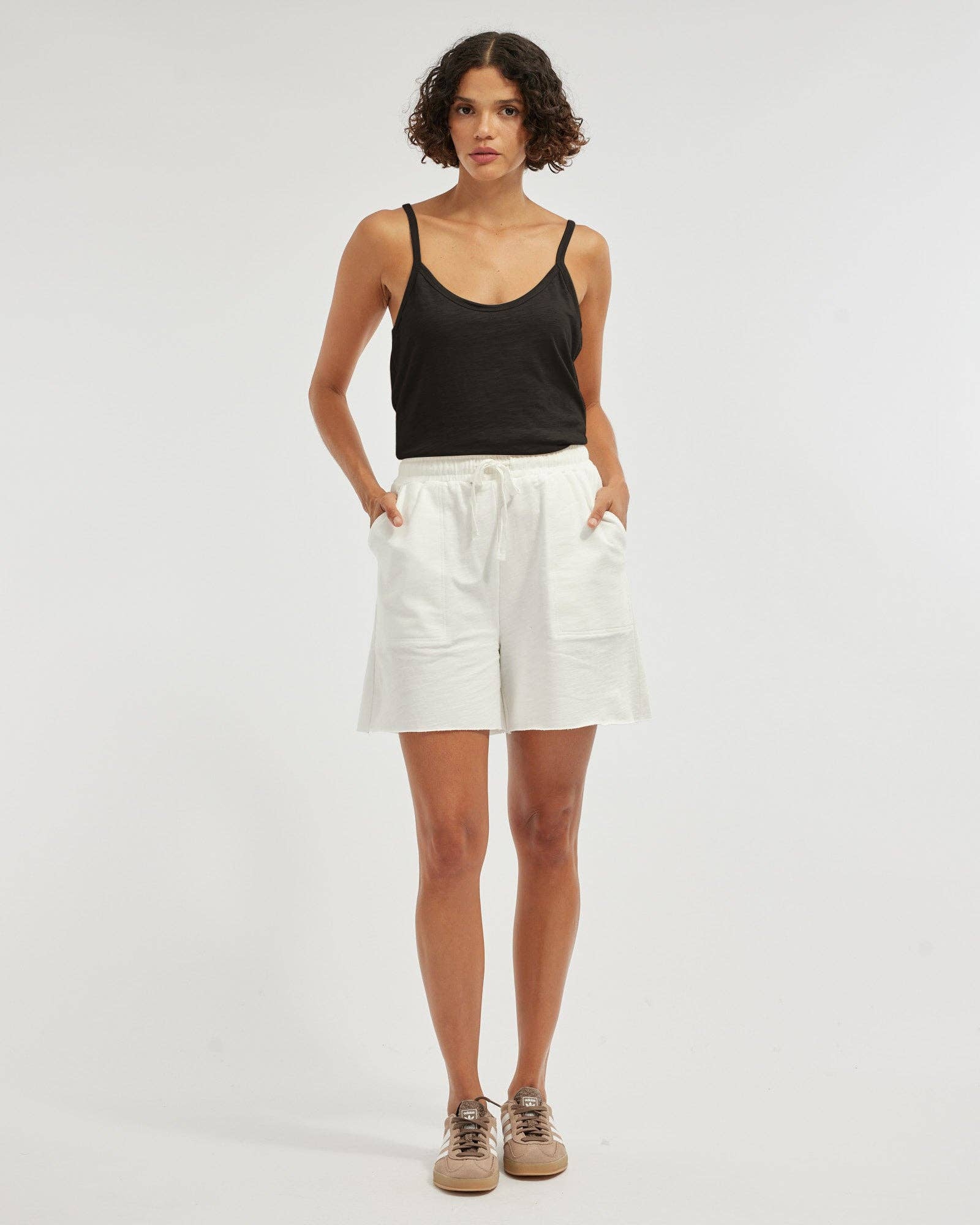 Lise Raw Hem Singlet - Black