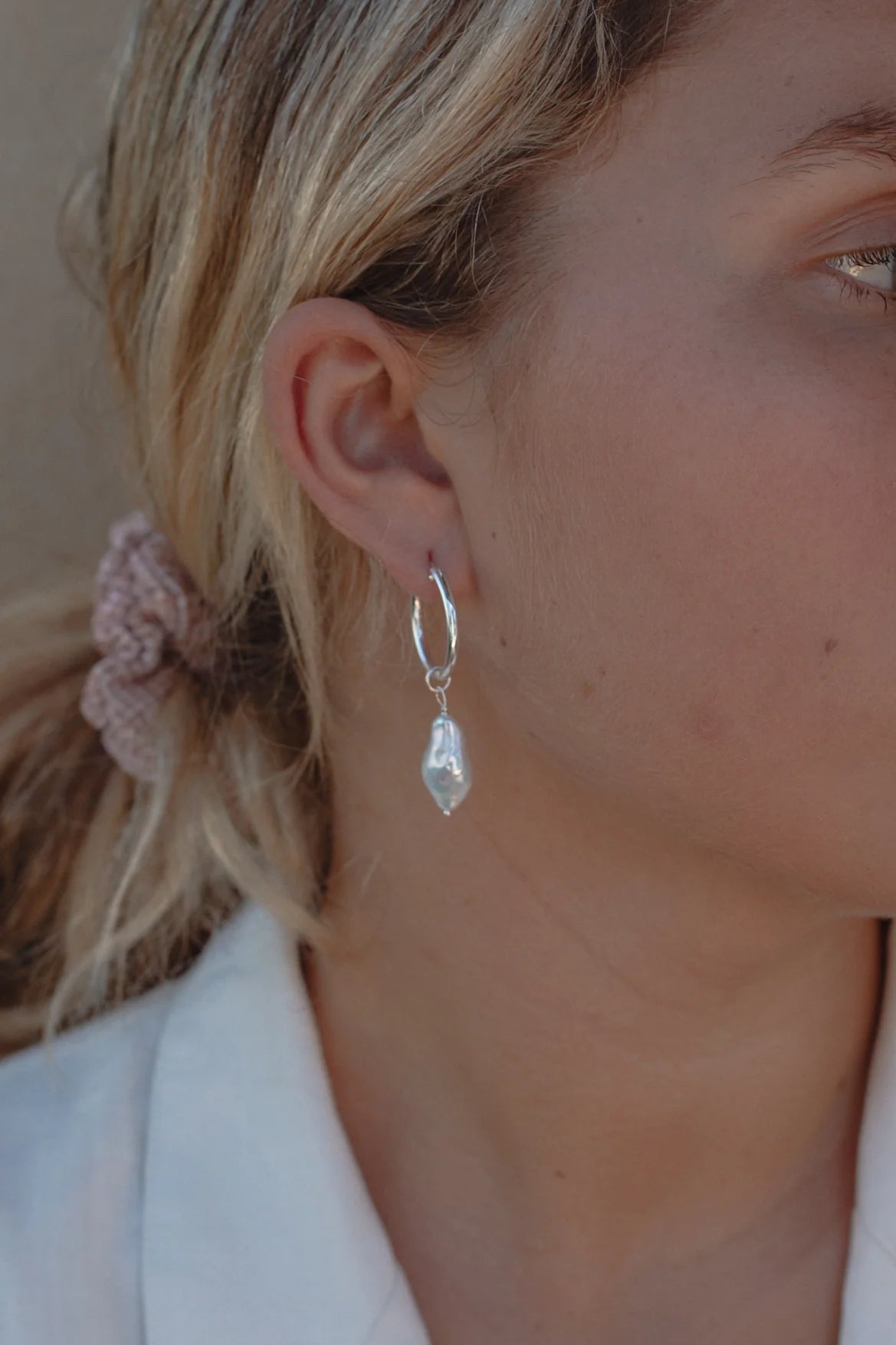 Keshi Hoops - sterling silver