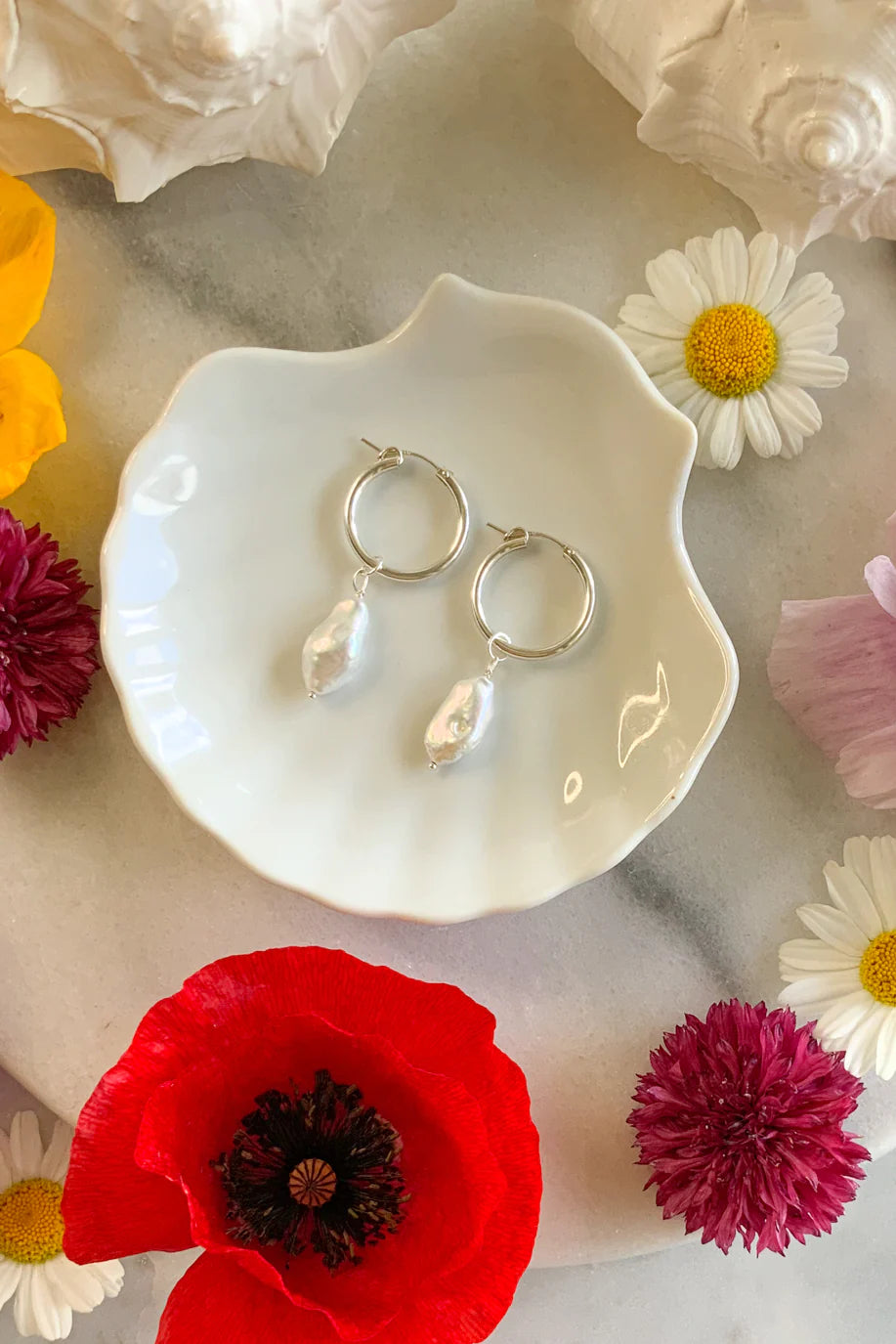 Keshi Hoops - sterling silver