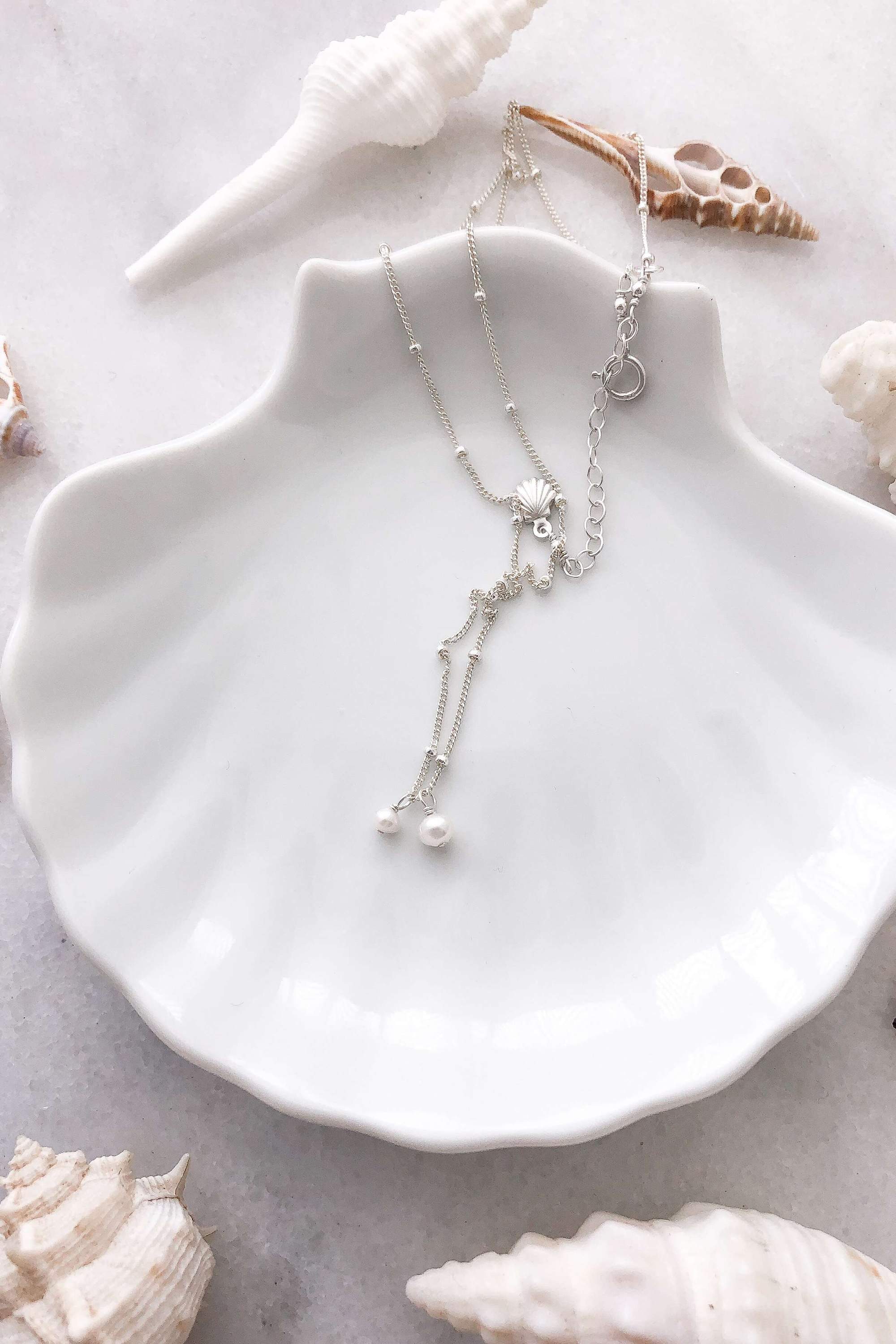 Two Pearl Satellite Necklace - sterling silver