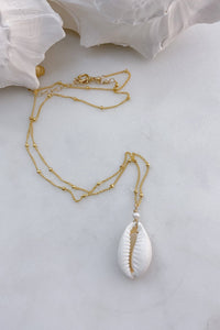 Cowrie Pearl Satellite Necklace - gold fill