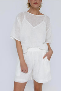 Olivia Linen Top - Off White