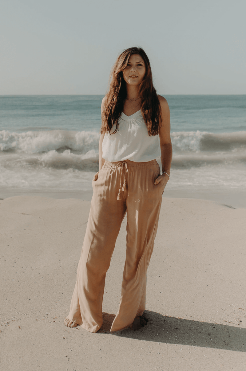 Indira Wide Leg Pants - fawn