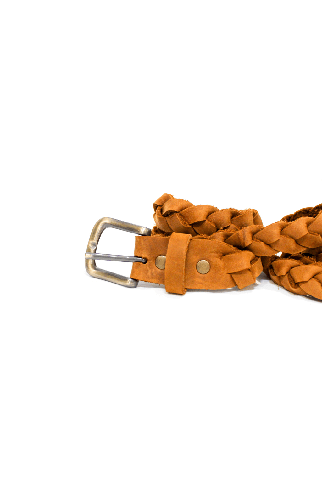 Leather Plaited Belt- tan
