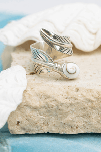 Periwinkle Feather Wrap Ring
