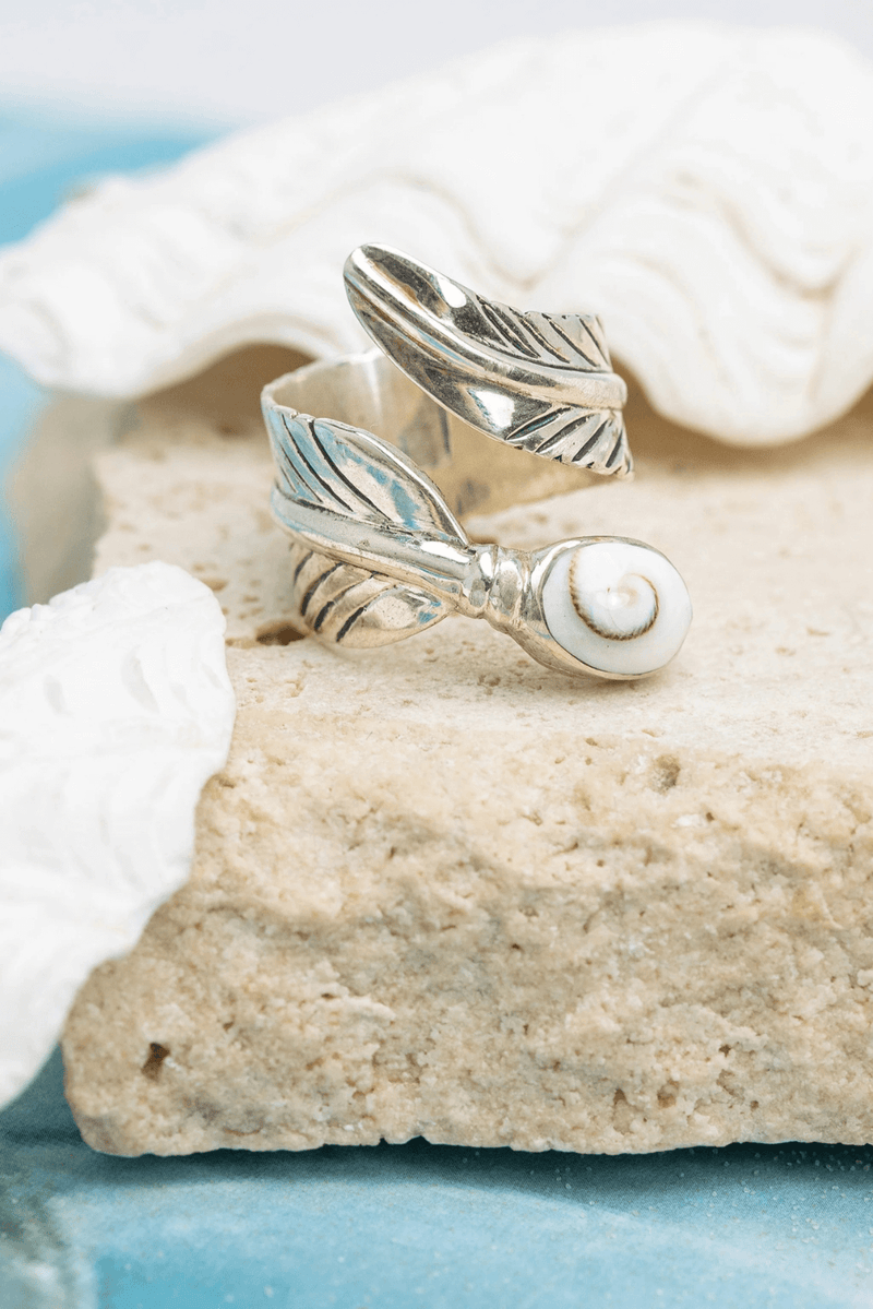 Periwinkle Feather Wrap Ring