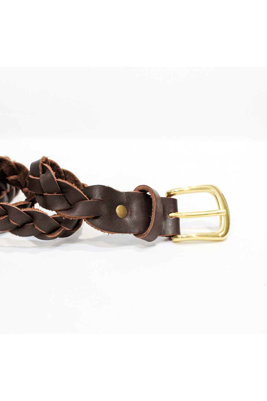 Leather Plaited Belt - chocolate