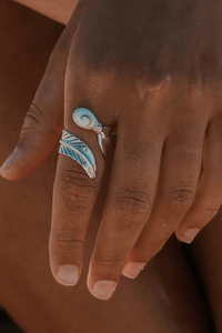 Periwinkle Feather Wrap Ring