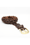 Leather Plaited Belt - chocolate