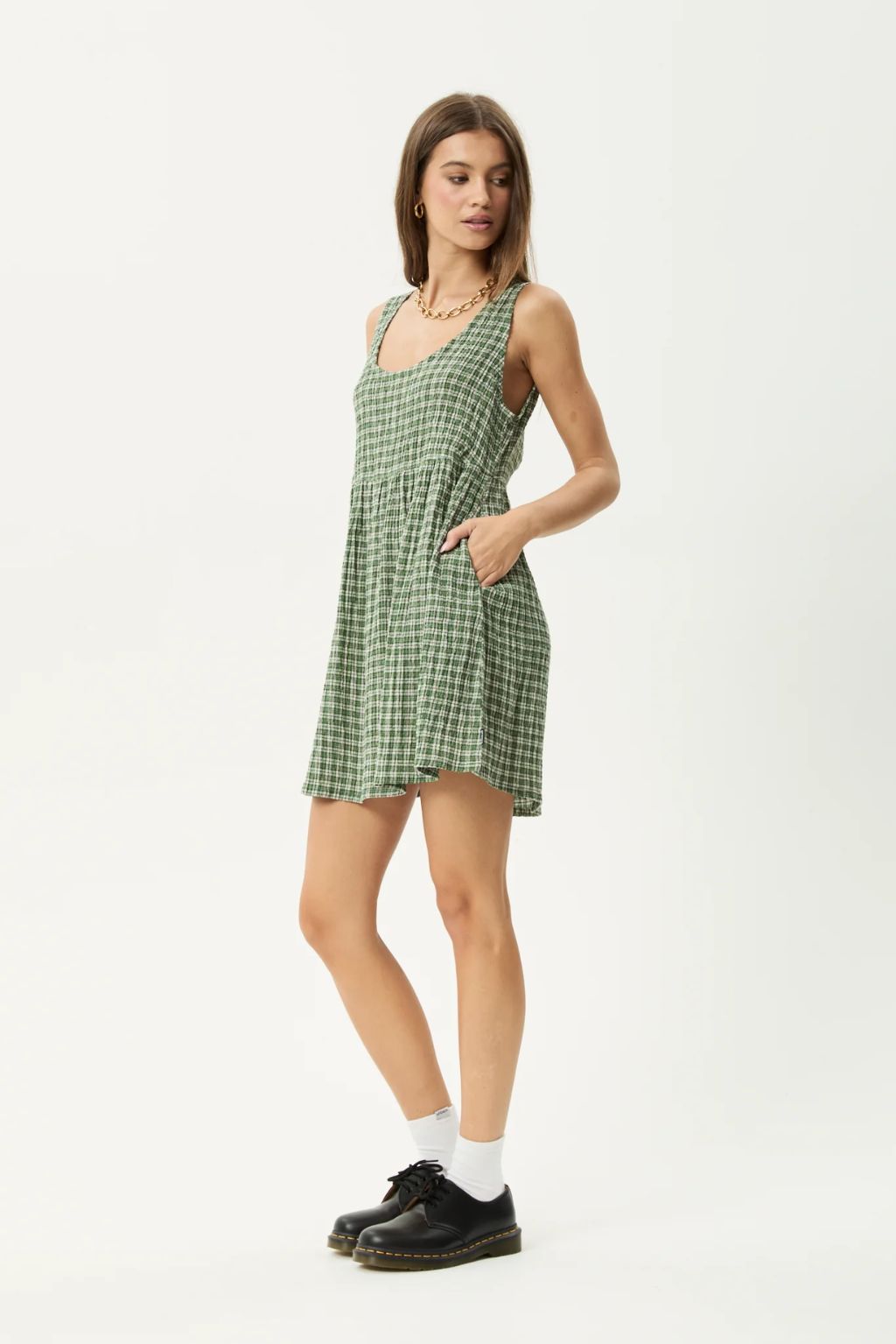 Jesse Mini Dress - green check