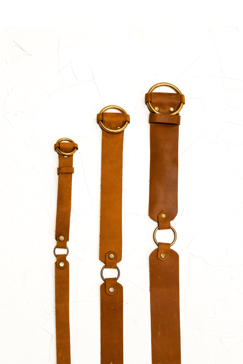 Leather Ring Belt Thin - tan