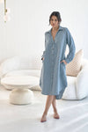 Linen Shirt Dress - Blue