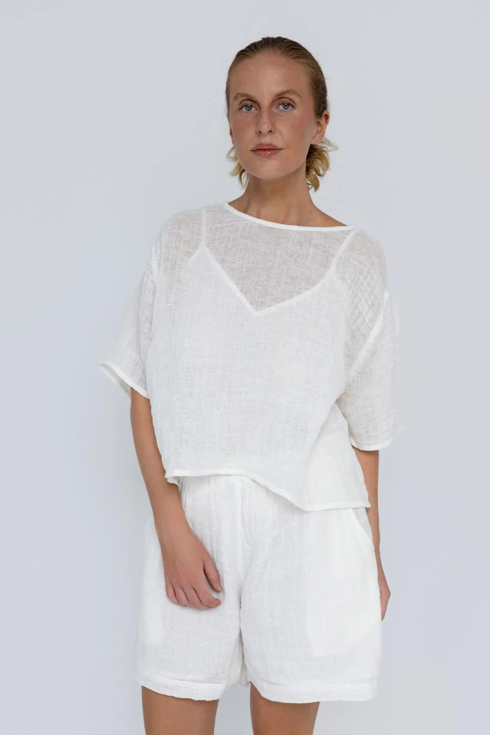 Olivia Linen Top - Off White
