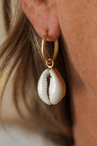 Golden Cowrie Sea Drops with Hoop