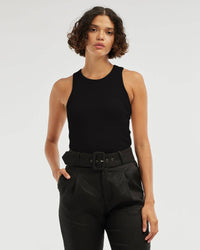 Daria Ribbed Tank - Black