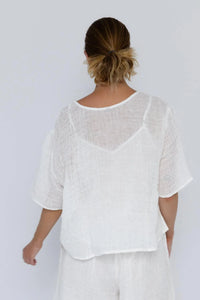 Olivia Linen Top - Off White