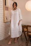 Malle Linen Dress - Off White w' Natural