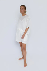 Olivia Linen Top - Off White