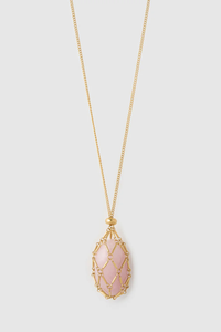 Lotus Necklace - rose quartz