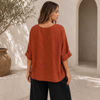 Italian Linen Top - Rust