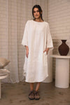 Malle Linen Dress - Off White w' Nutmeg